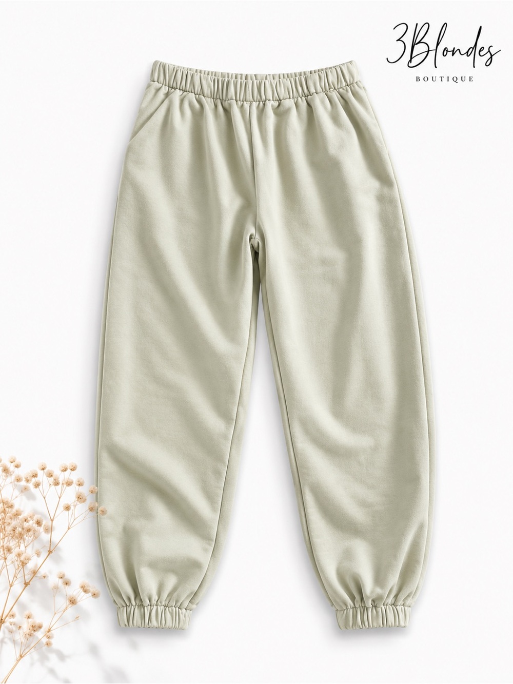 John Galt Light Sage Elastic Waist Joggers